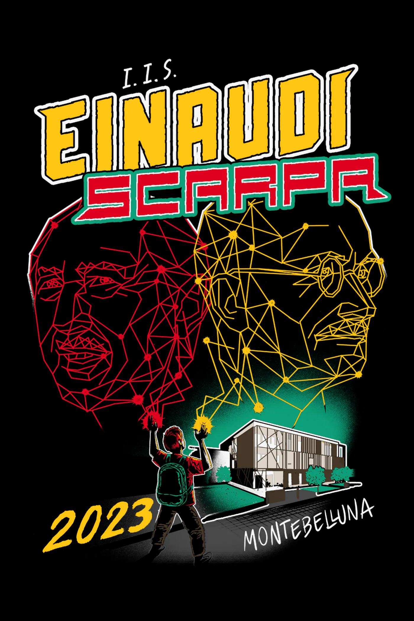 Grafica di felpe e merchandising scolastico per l'Istituto Einaudi Scarpa di Montebelluna