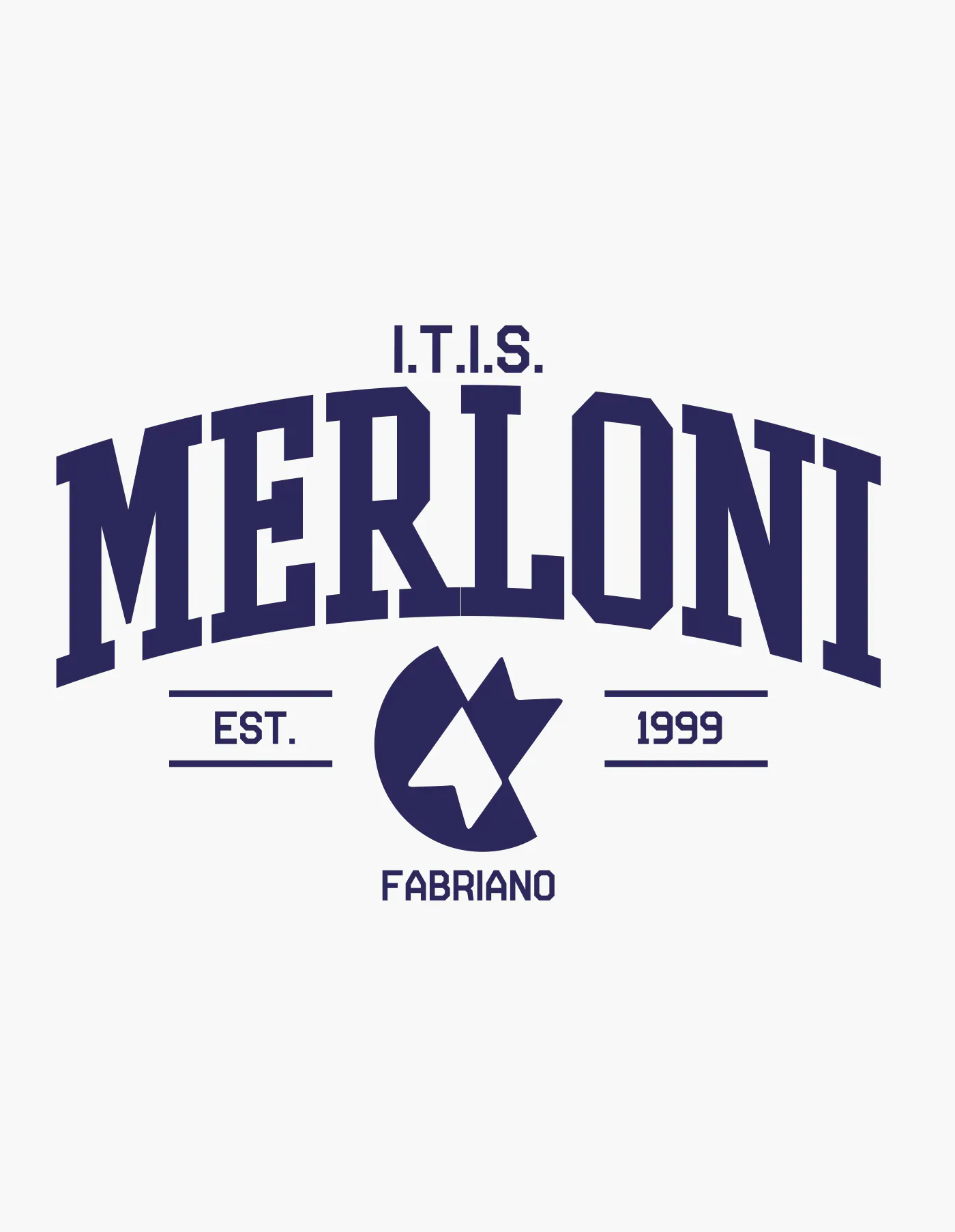 Grafica di felpe e merchandising scolastico per l'Istituto Merloni Miliani di Fabriano (Ancona)