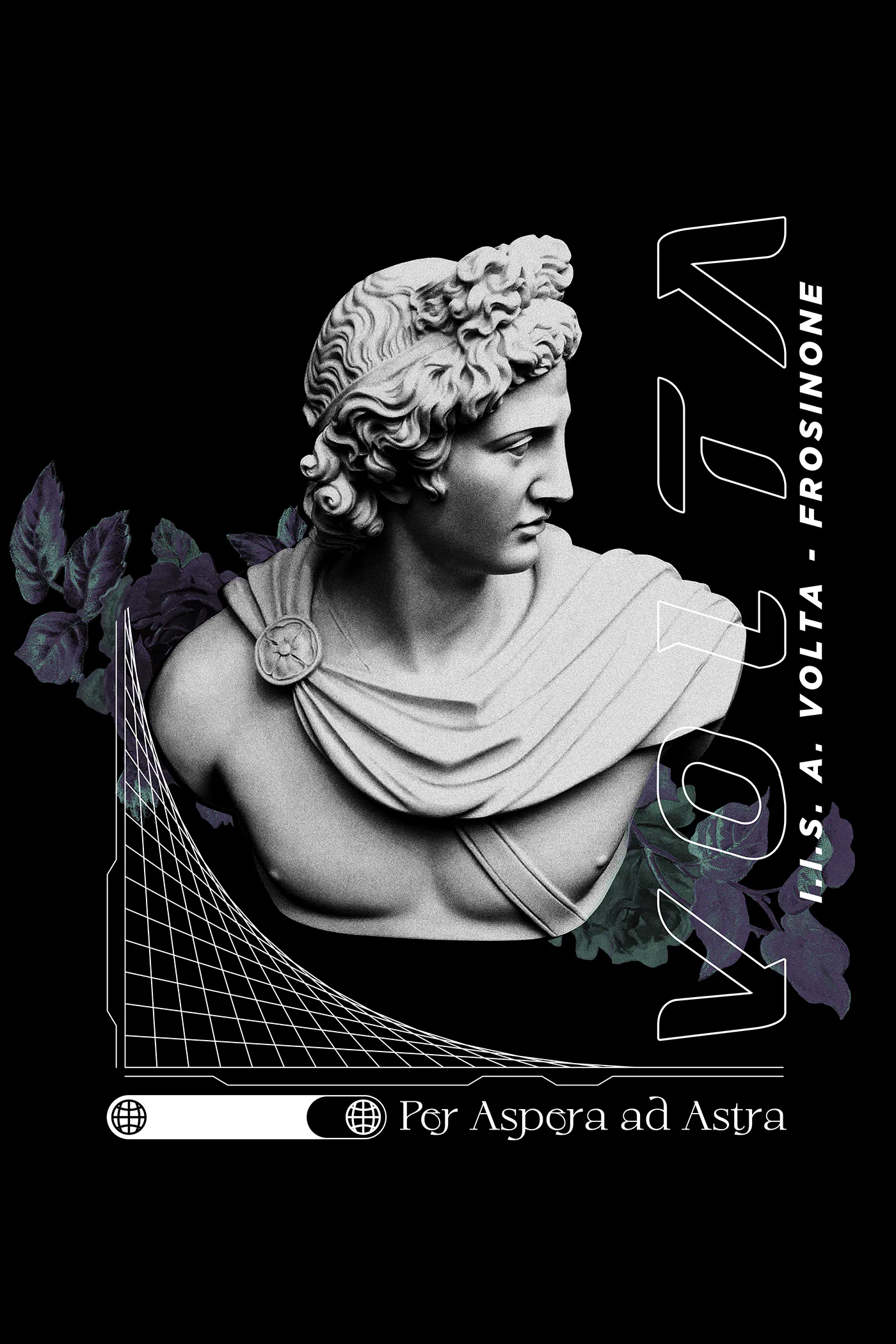 Grafica di merchandising scolastico per il Istituto Volta di Frosinone