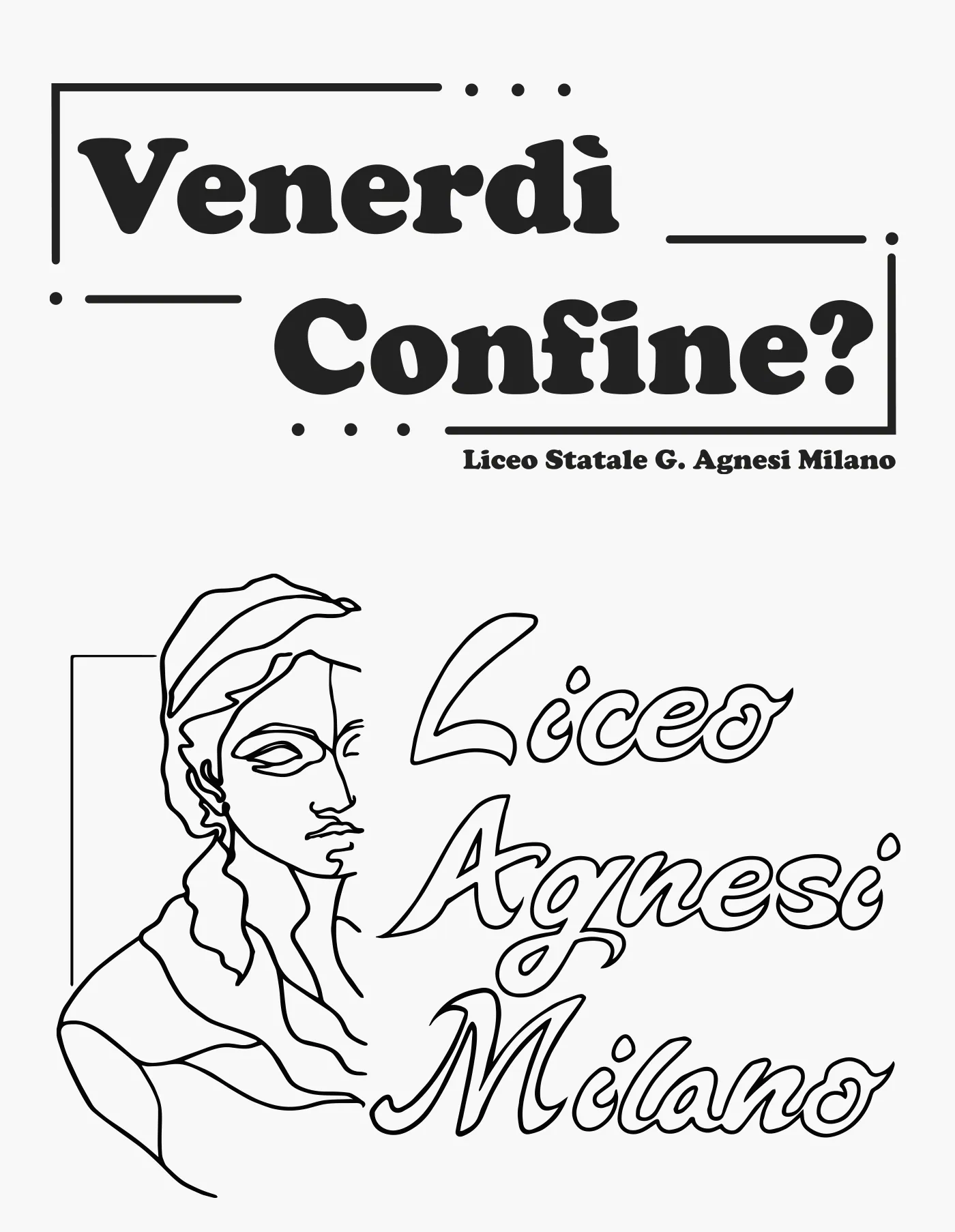 Grafica di t-shirt e merchandising scolastico per il Liceo Agnesi di Milano